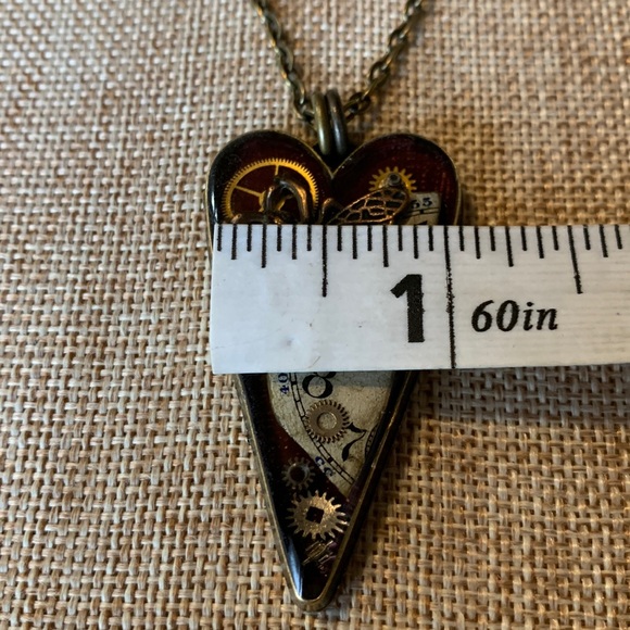 Bee Vintage Watch Gears Heart Necklace Handmade - Picture 6 of 10